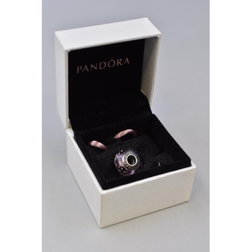 62 - A Pandora 925. Silver Murano Glass Valentine's Pink Butterfly Kisses Charm, With Presentation Box an... 