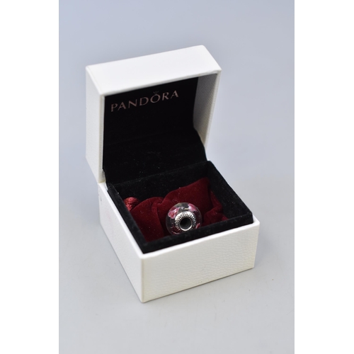 63 - A Pandora 925. Silver and Murano Glass Enchanted Spring Charm, With Presentation Box and Pouch