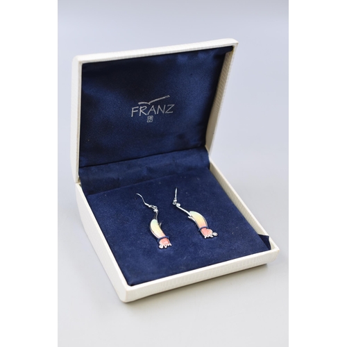 102 - A Pair of Franz Porcelain Clear Stoned Earrings, In Presentation Box