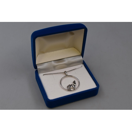 19 - Silver 925 Necklace with Wolf Pendant Complete in Presentation Box