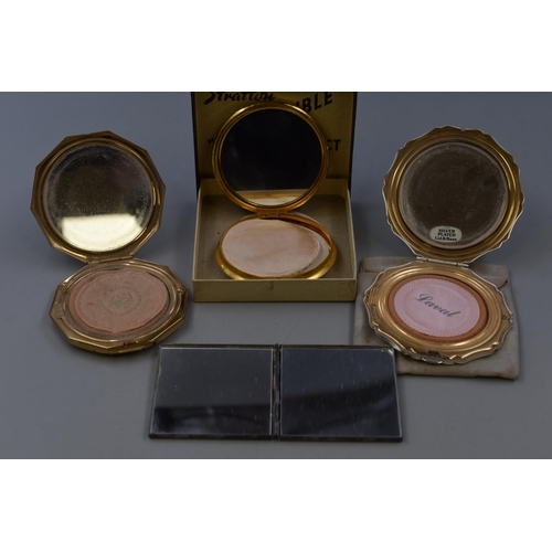 130 - Four Vintage Mirror Compacts To Include Silver Plated Stratton, Ballroom Dancers, And More