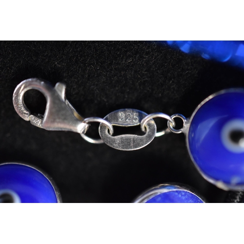 39 - Three Silver 925 Evil Eye Good Luck Bracelets in Various Colours, Complete with Presentation Boxes