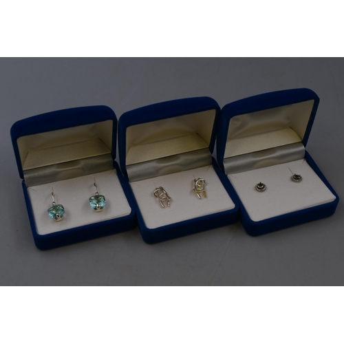 72 - Three Pairs of Silver 925 Earrings Complete with Presentation Boxes