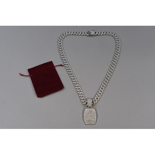 73 - Brand New Iced Out Cuban Watch Necklace complete with Gift Pouch Perfect Gift