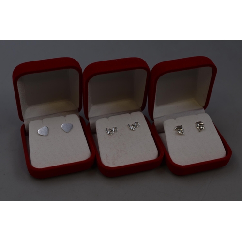 76 - Three Pairs of Silver 925 Earrings Complete with Presentation Boxes