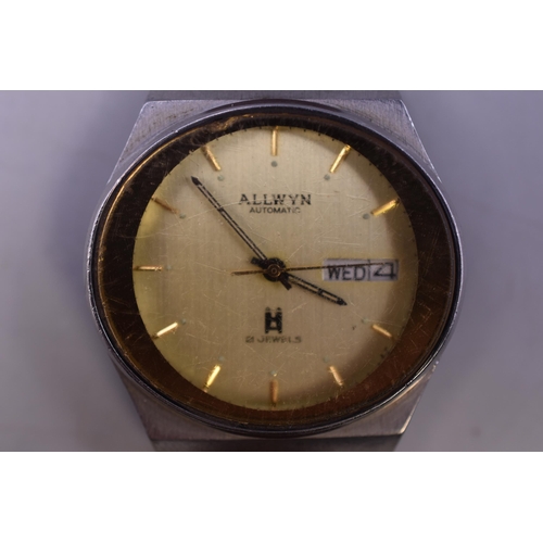 84 - An Allwyn Automatic 21 Jewels Day/Date Gents Watch, Working