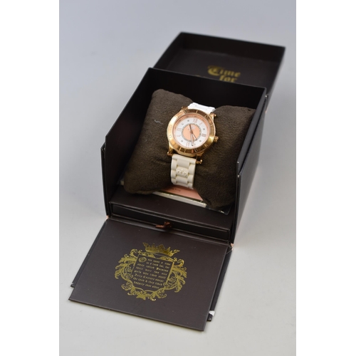 89 - A Ladies Designer Juicy Couture Quartz Watch, In Presentation Box. Working