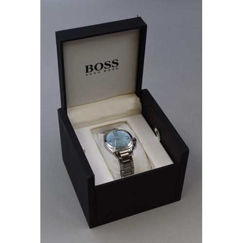 93 - A Hugo Boss Gents Blue Dial Day/Time Watch In Presentation Box, Working