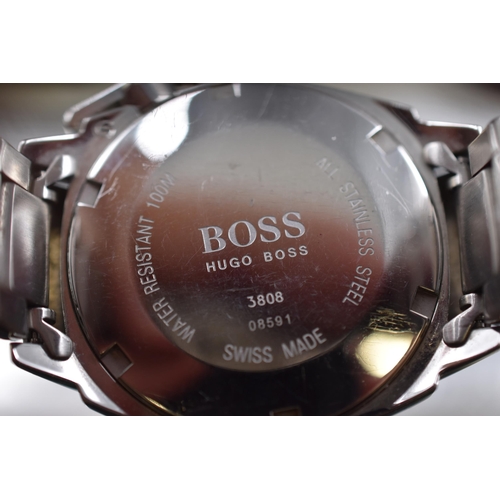 93 - A Hugo Boss Gents Blue Dial Day/Time Watch In Presentation Box, Working