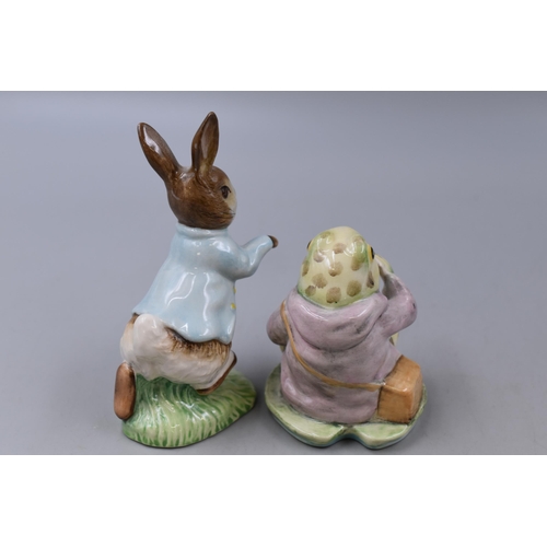 203 - Two Royal Albert Beatrix Potter Ceramic Figures To Include Jeremy Fisher, And Peter Rabbit. Tallest ... 