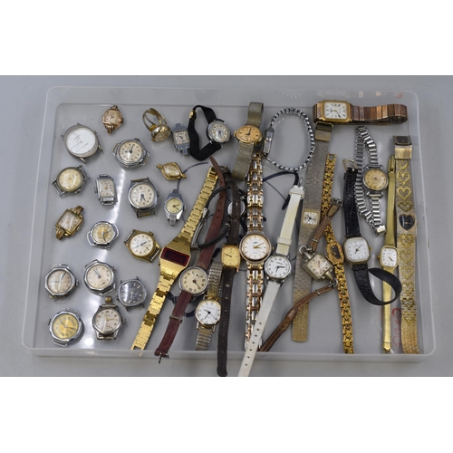 176 - A Large Selection of Vintage Ladies Watches (Mechanical and Quartz). To Include Ristlex, Rotary, Sek... 