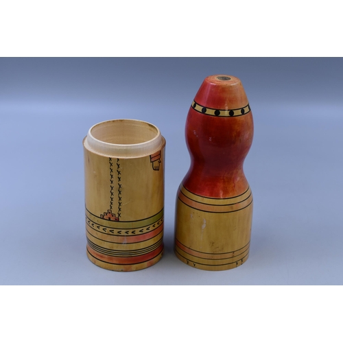 221 - Vintage Wooden Hand painted Russian Doll Style Wine Bottle Holder 13.5