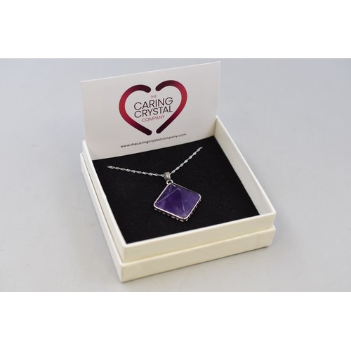 46 - Silver 925 Amethyst Stoned Pendant Necklace with Presentation Box