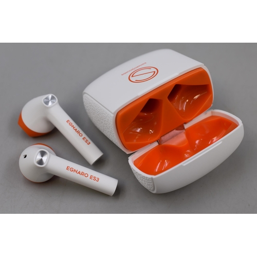 393 - Egnaro es3 wireless earphones for sport with touch controls white and orange