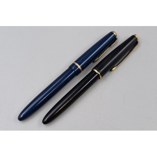 226 - Two Vintage Parker Slimfold Fountain Pens, With 14ct Gold Nibs