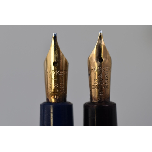 226 - Two Vintage Parker Slimfold Fountain Pens, With 14ct Gold Nibs