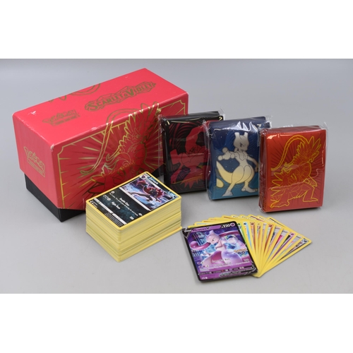 201 - A Selection of Approx 100 Modern Pokemon Cards, In Collectors Box With Sleeves. Includes Reverse Hol... 