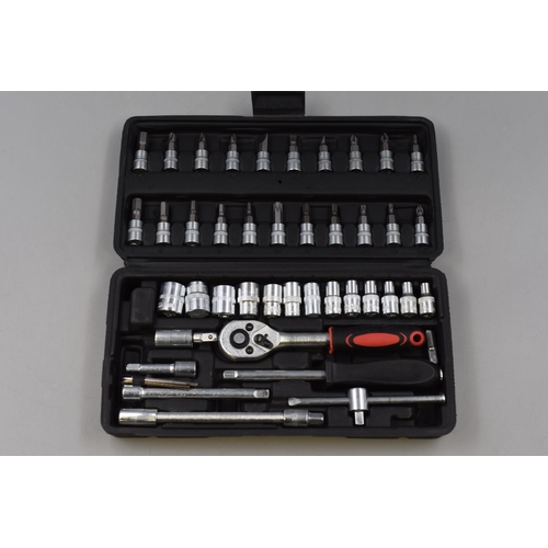 399 - Brand New Cased 46 Piece Socket Wrench Set Quarter Inch Drive.