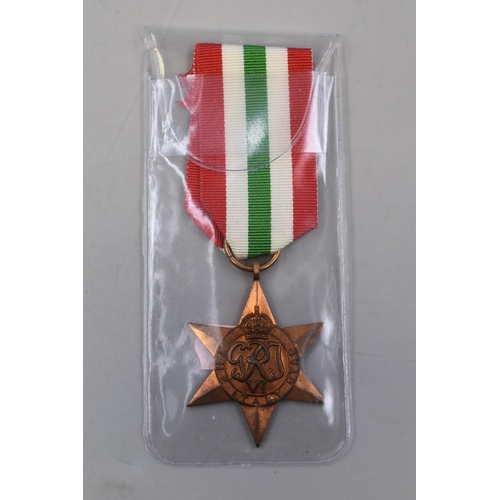 259 - George VI WWII Italy Star Medal Complete with Ribbon