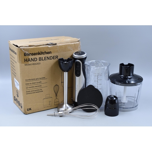 546 - Bonsenkitchen Hand Blender HB3203 (Powers On When Tested)