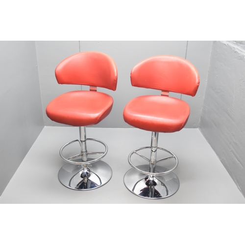 556 - Two Matching Red Seated Bar Stools