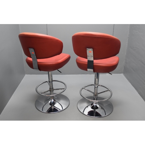 556 - Two Matching Red Seated Bar Stools