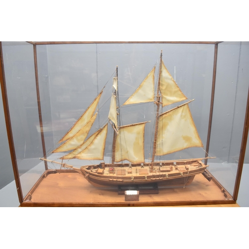 302 - Large Hand Built Scale Model of The Sailing Yacht St Cuthbert Mounted on Stand with Perspex Cover (3... 