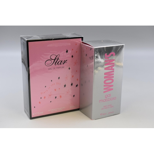 233 - Two Brand New Boxed Female Fragrances to include 75ml Star Eau De Parfum and a 200ml Woman's Gal Mat... 