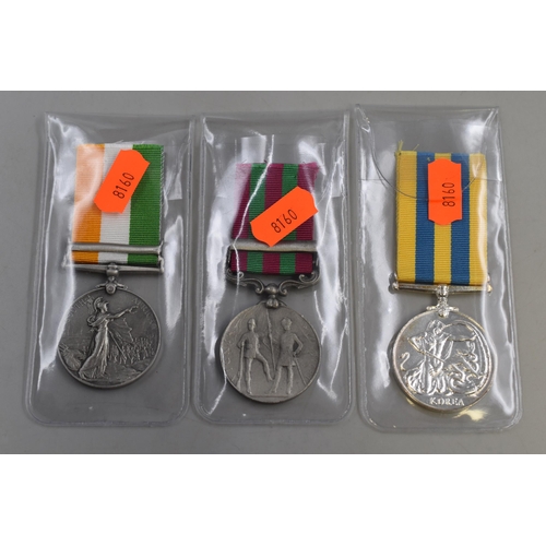 262 - Three Replica Military Service Medals Korea, India, and South Africa