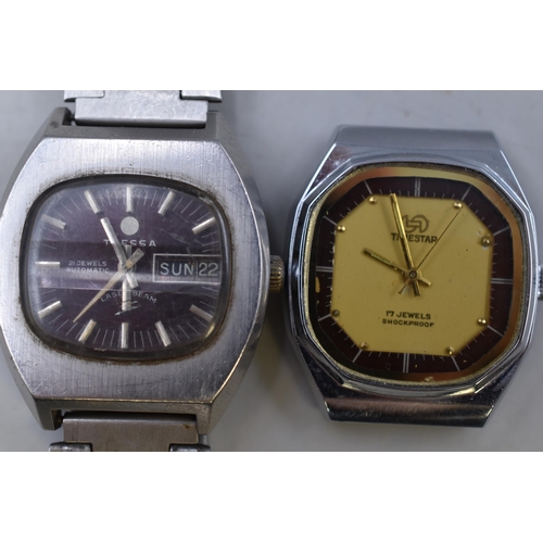 93 - Two Gents Watches To Include Tressa 21 Jewels Automatic Day/Date (Spares or Repairs), And Timestar 1... 