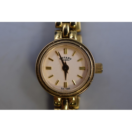 101 - A Ladies Rotary Gold Tone Ladies Watch, In Presentation Box