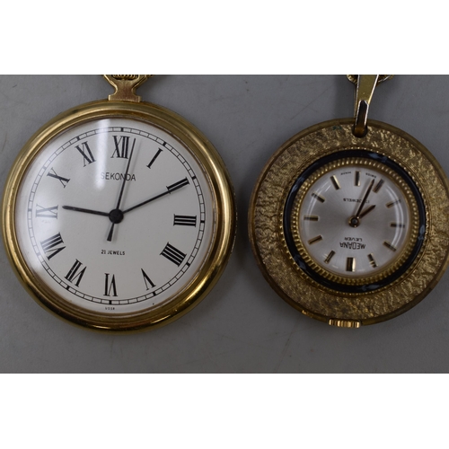 119 - Two Vintage Mechanical Pendant Watches To Include Sekonda 21 Jewels, And Medana Enamelled. Both Work... 