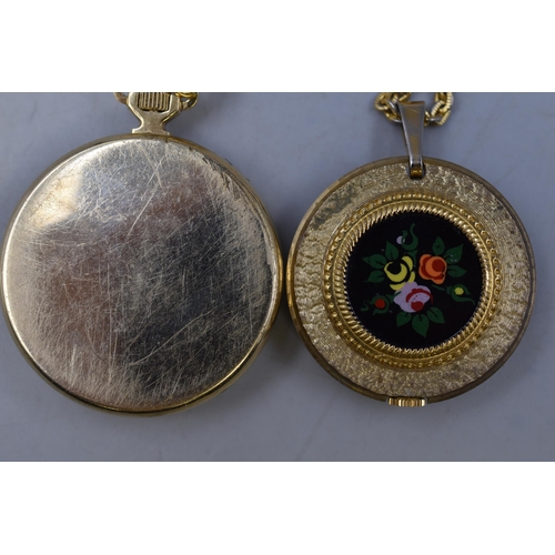 119 - Two Vintage Mechanical Pendant Watches To Include Sekonda 21 Jewels, And Medana Enamelled. Both Work... 