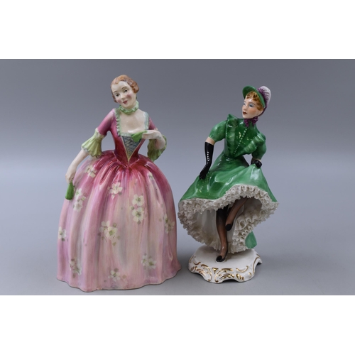 186 - Two Vintage Figurines (Royal Adderley The Can-Can Josette circa 1940s) and a Royal Winton Masquerade... 