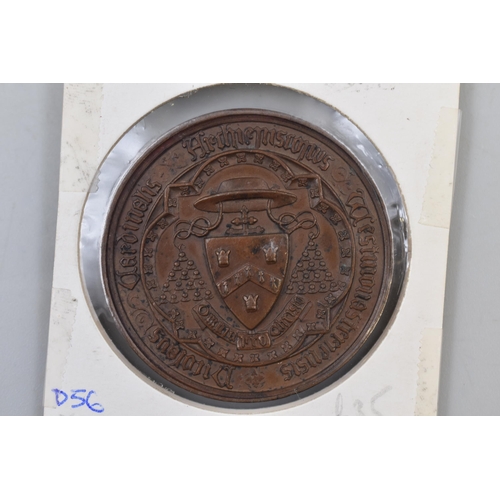 190 - Bronze Medallion of Cardinal Wiseman (1802 to 1865) Cardinal of Westminster