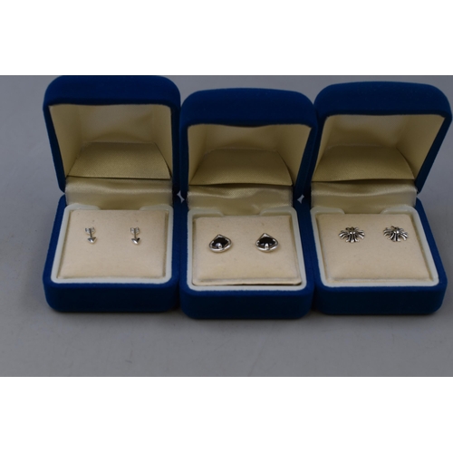 52 - Three Pairs of Silver 925 Earrings Complete with Presentation Boxes