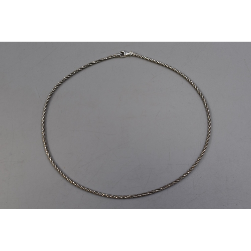 66 - A Chunky 925. Silver Rope Necklace Chain, Approx 16