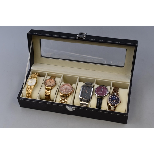 68 - Six Ladies/Gents Designer Watches In Faux Leather Six Watch Presentation Box. Includes Ice, Seksy, S... 