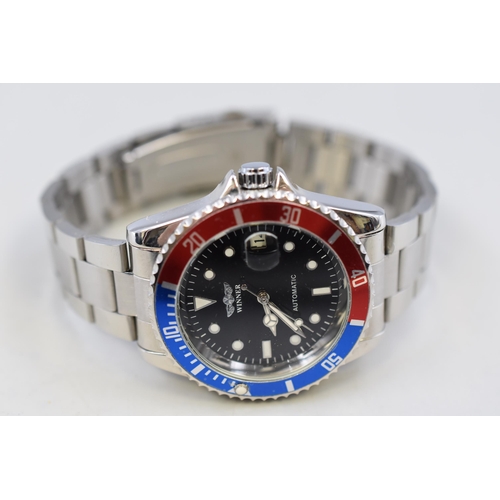 90 - A Winner Automatic Gents Day/Time Watch, With Pepsi Bezel. Working