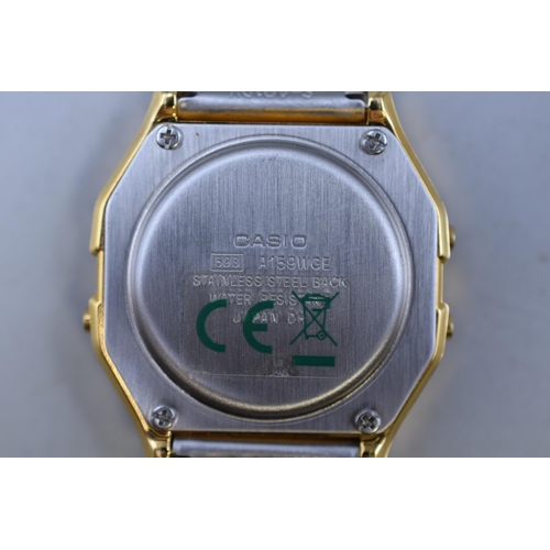 94 - Casio Alarm Chrono WR Yellow Tone Watch, Working