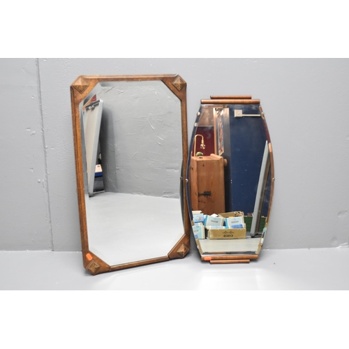 362 - Two Wood Backed 1930s Wall Mirrors (Largest 27