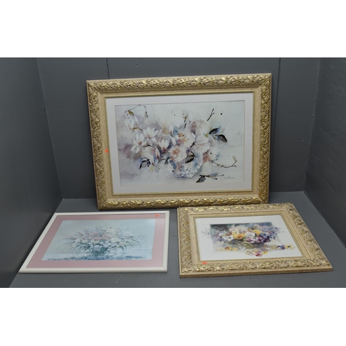 367 - Three Framed and Glazed Floral Prints To Include 'Sweet Dreams', 'Pink Tulips', And Other. Largest A... 