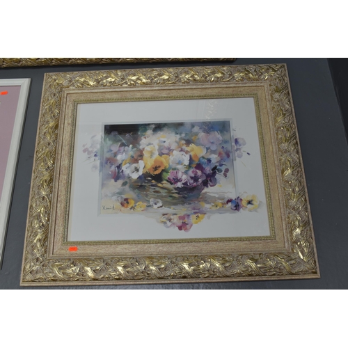 367 - Three Framed and Glazed Floral Prints To Include 'Sweet Dreams', 'Pink Tulips', And Other. Largest A... 