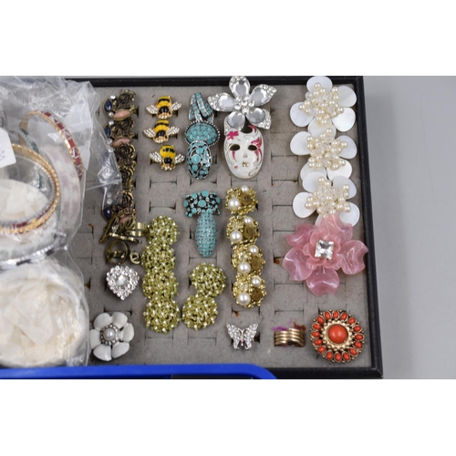 387 - A Selection of As New Designer Bangles, With Ring Tray Containing Various Designer Rings, And Empty ... 