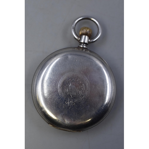 33 - A 925. Silver Cased Elgin Seven Jewel Movement Pocket Watch, Working