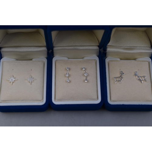 79 - Six Pairs of Silver 925 Earrings Complete in Presentation Boxes