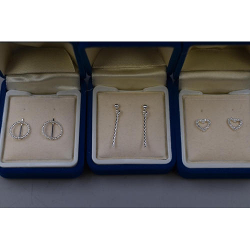 79 - Six Pairs of Silver 925 Earrings Complete in Presentation Boxes