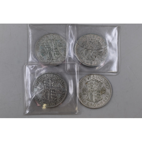 167 - Four George VI Silver Half Crowns (1943, 1944, 1945 and 1946)