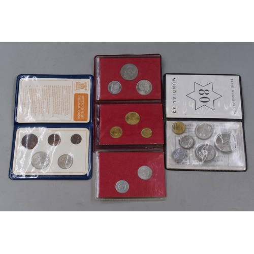 154 - Three Coin Sets Including Espana Mundial 82, Greek and Briains First Decimal Coin Set