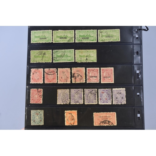 191 - Seven Sheets of Mint and Used, Vintage Indian States Stamps Including Rare Issues, Bhopal, Cochin an... 